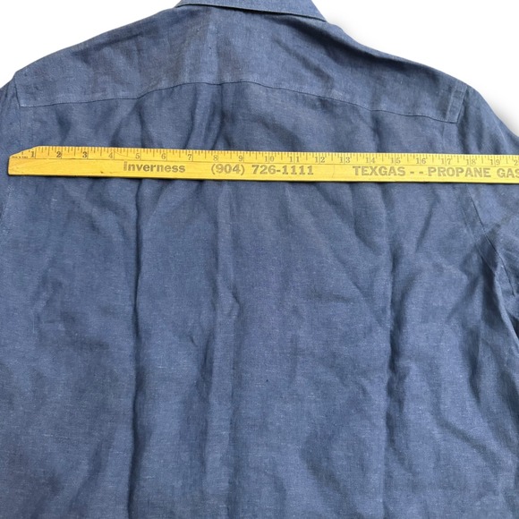 UNTUCKit Mens Medium Blue 100% Linen Short Sleeve Button‎ Up Shirt Cameron - Picture 6 of 9